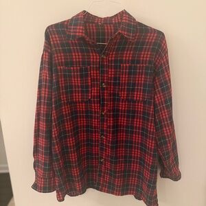 Plaid Button Down Shirt - Red and Black